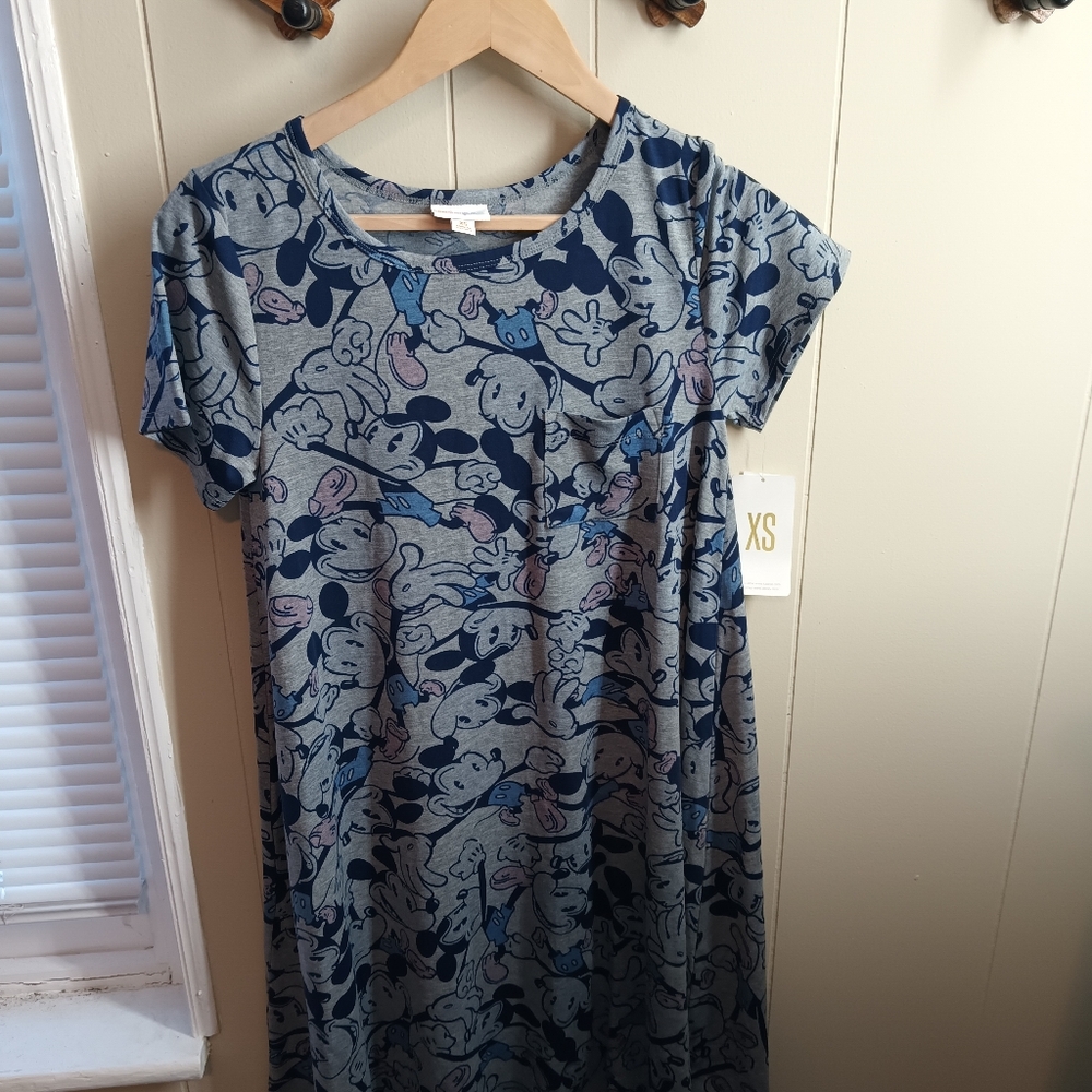 Blue and Gray Patterned Women's Dress